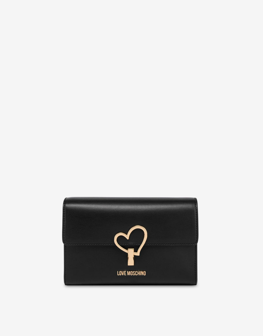 LOVE MOSCHINO Borsa a tracolla nera con chiusura a cuore dorata